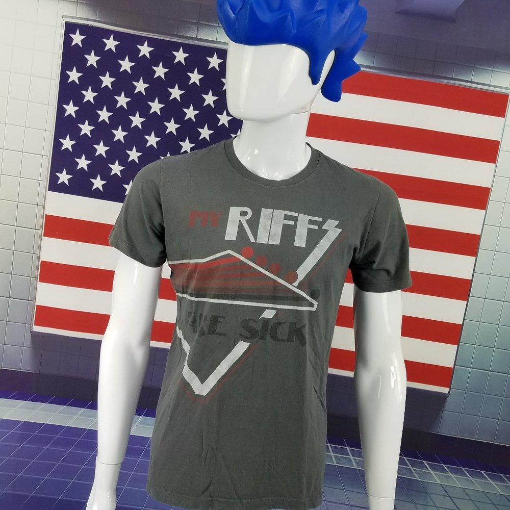 Retro RIFFS T-Shirt Gray Shirt - Picture 2 of 7